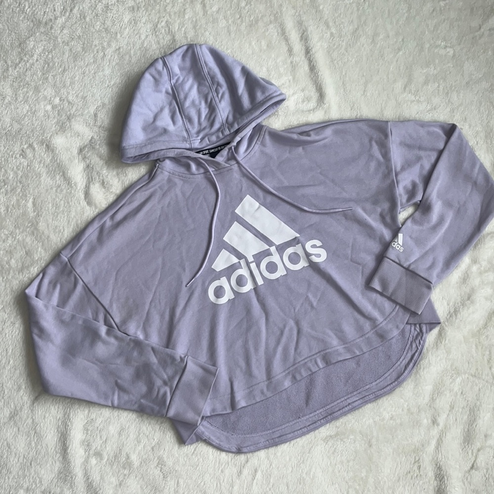 Women's Purple Adidas Cropped Hoodie